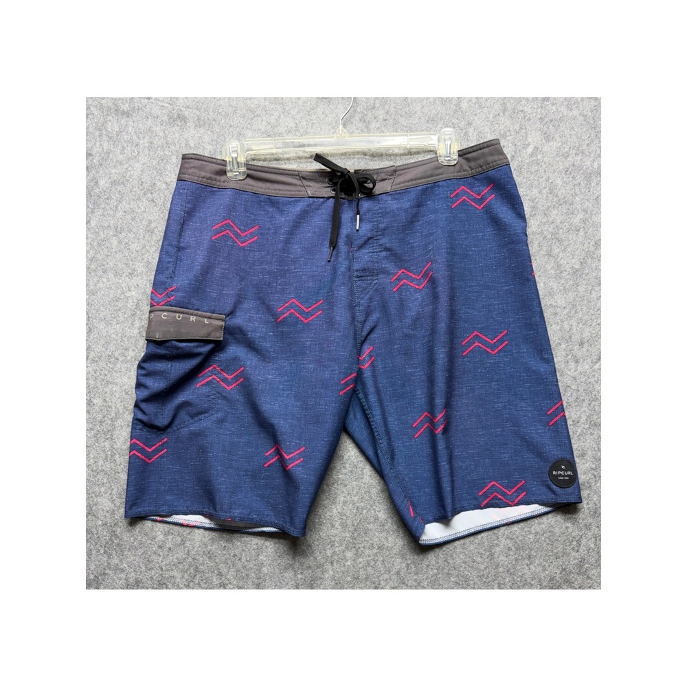 Rip Curl Mens Blue Red Zig Zag Print Board Shorts Swim Trunks Size 36"